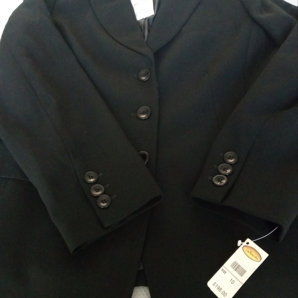 NEW TALBOTS BLACK WOOL 3 BUTTON LINED BLAZER SIZE 10. - Picture 7 of 11